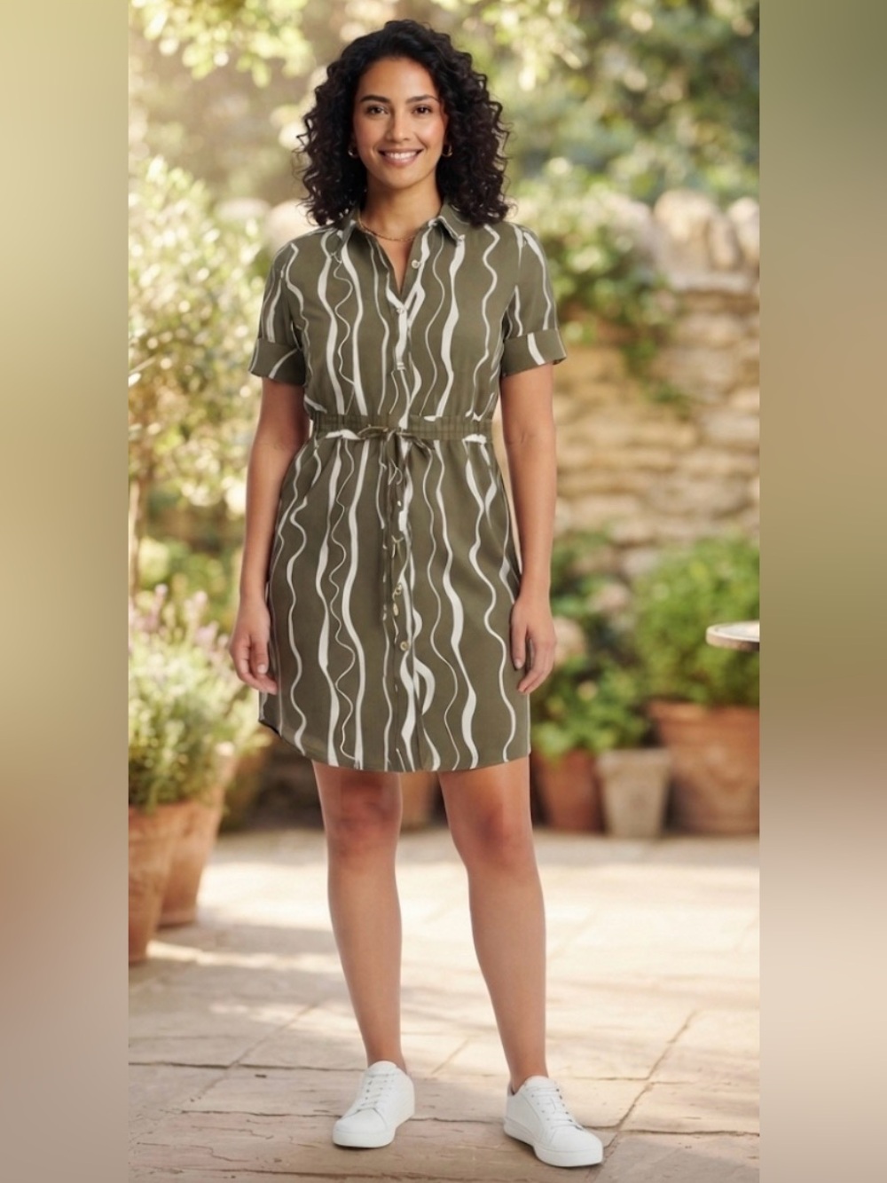 Halston Button-Front Shirt Dress